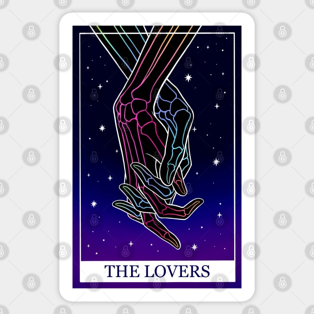 Modern Tarot card The Lovers Sticker by OccultOmaStore